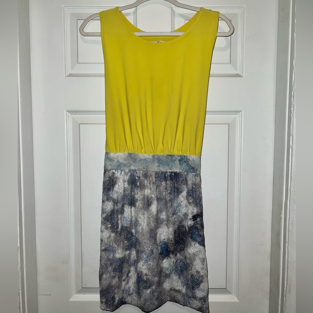 RACHEL RACHEL ROY Color Block Sequin Twist Back Mini Dress